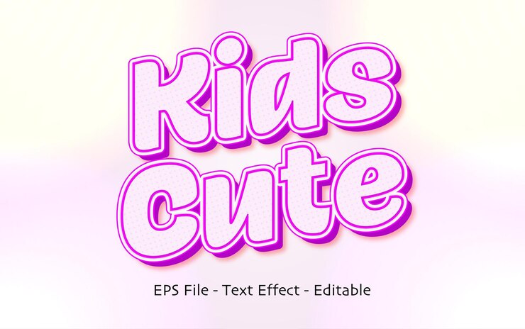 Vector efecto de texto lindo para niños editable y estilo de gradiente moderno