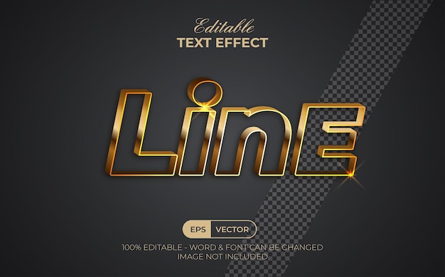 Efecto de texto de línea estilo dorado. efecto de texto editable.