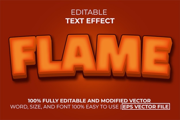 Efecto de texto de llama fácil de editar Vector Premium