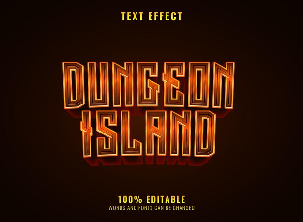 Efecto de texto del logotipo del juego de rol medieval de fantasía de dungeon island