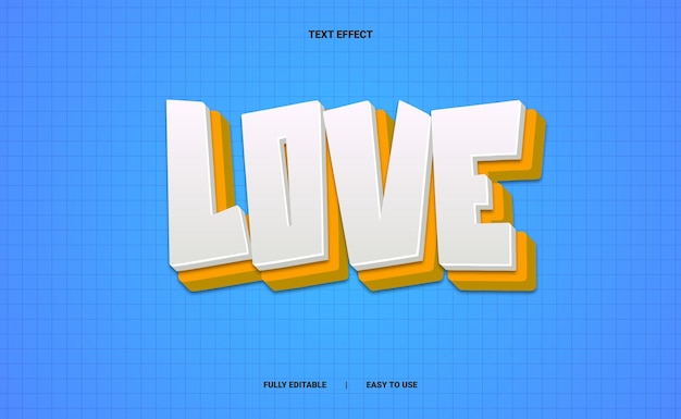 Vector el efecto de texto love 3d totalmente editable