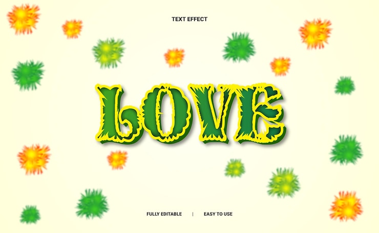 Vector el efecto de texto love 3d totalmente editable
