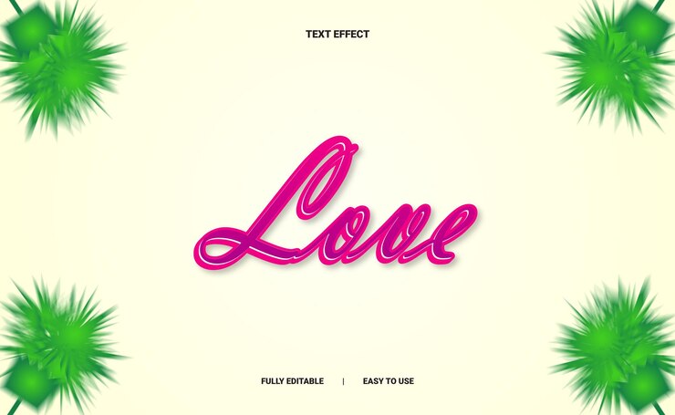 Vector el efecto de texto love 3d totalmente editable