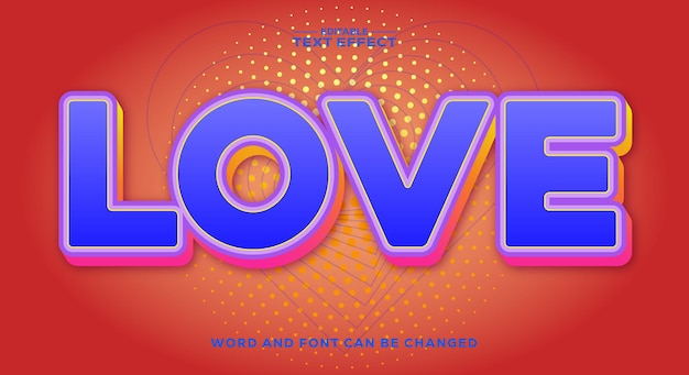 Vector efecto de texto love 3d