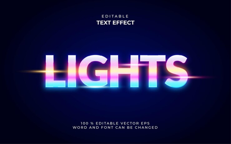 Vector efecto de texto de luces