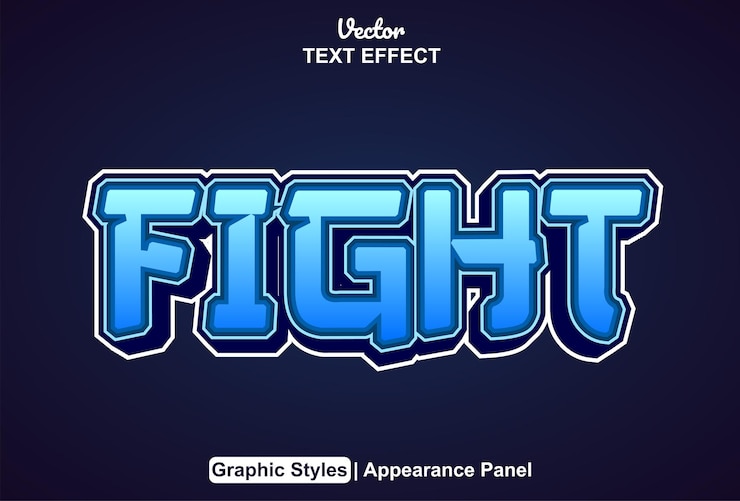 Vector efecto de texto de lucha con estilo gráfico y editable.