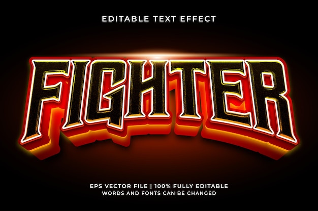 Vector efecto de texto de luchador, efecto de texto de juego de deporte editable