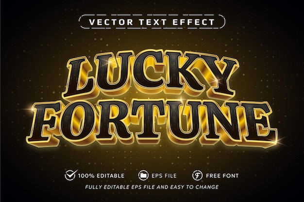 Efecto de texto de lujo de fortuna