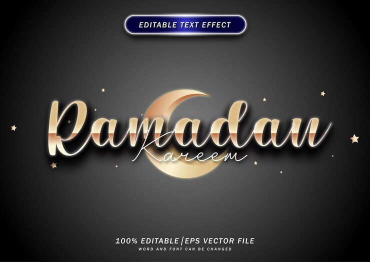 Vector efecto de texto de lujo ramadan kareem efecto de estilo de texto de fuente de maqueta editable