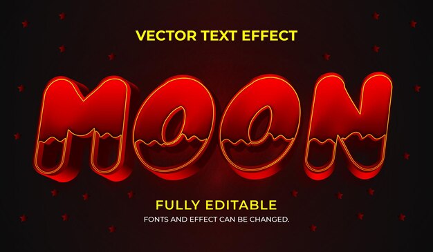 Vector efecto de texto luna estilo 3d.