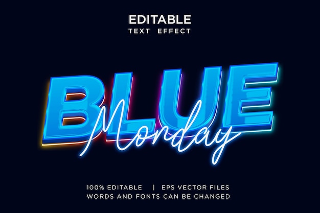 Efecto de texto de lunes azul