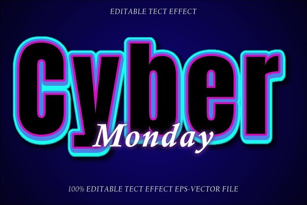 Efecto de texto del lunes cibernético Estilo de gradiente de relieve 3D