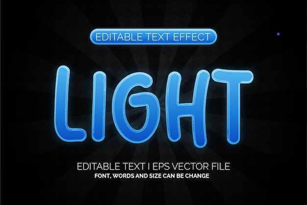 Vector efecto de texto de luz azul