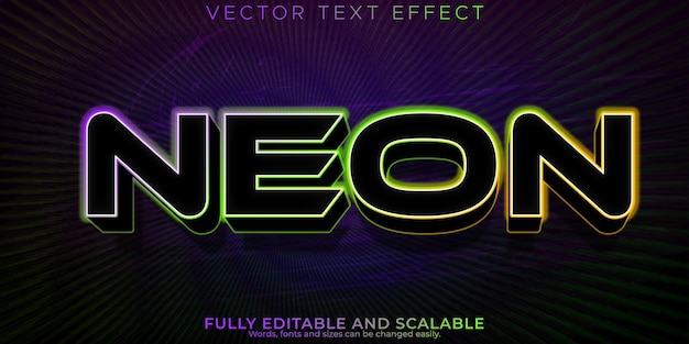 Efecto de texto de luz de neón brillo editable y estilo de texto de juego