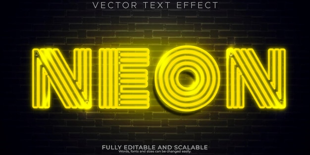 Efecto de texto de luz de neón editable estilo de texto retro y brillante