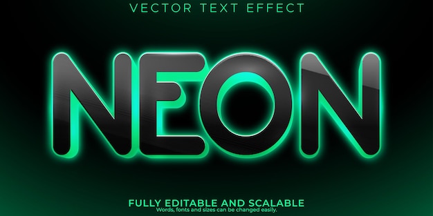 Efecto de texto de luz de neón editable estilo de texto retro y brillante