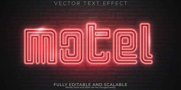 Vector efecto de texto de luz de neón editable estilo de texto retro y brillante