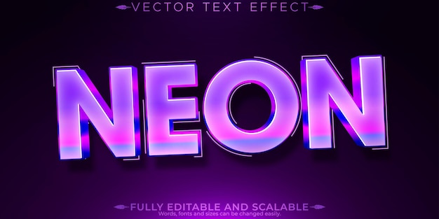 Efecto de texto de luz de neón editable estilo de texto retro y brillante