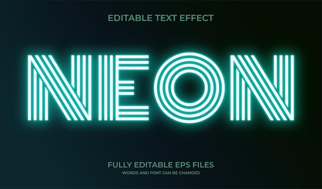 Vector efecto de texto de luz de neón estilo de texto retro y brillante editable
