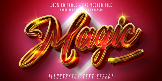 Vector efecto de texto mágico dorado 3d futurista.