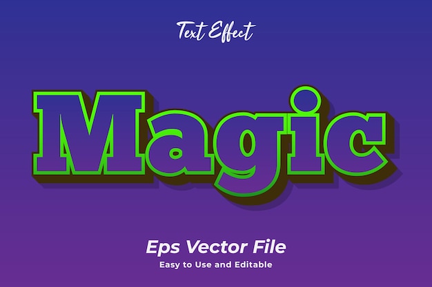 Efecto de texto Mágico Editable y fácil de usar Vector Premium