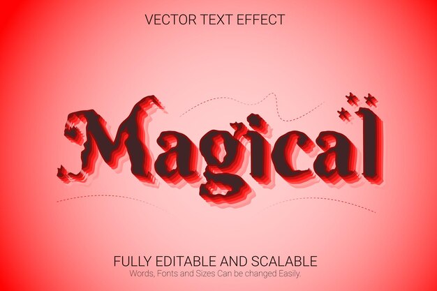 efecto de texto mágico estilo de texto de color rojo oscuro editable