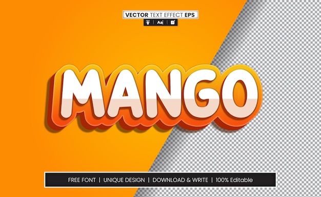 Vector efecto de texto mango 3d totalmente editable