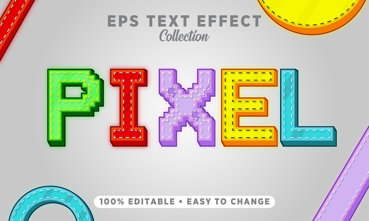 Vector efecto de texto de mapa de bits de texto de píxeles
