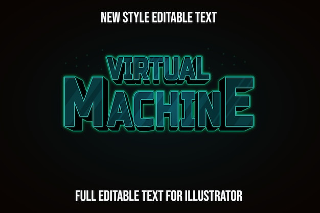 Vector efecto de texto máquina virtual color verde y negro degradado