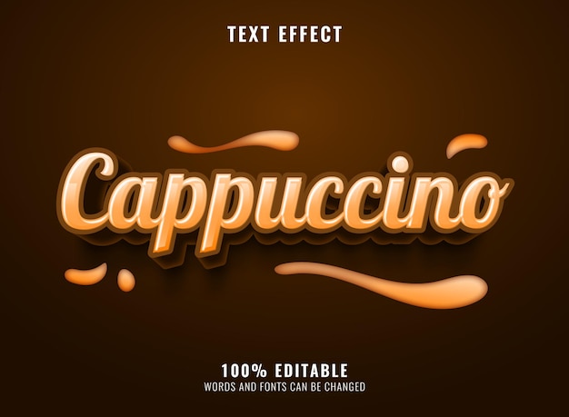 Vector efecto de texto marrón crema capuchino