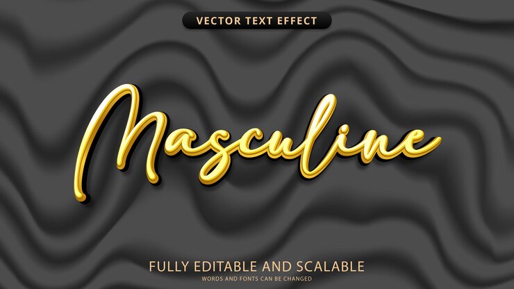 Vector efecto de texto masculino editable con archivo eps de fondo de textura de tela