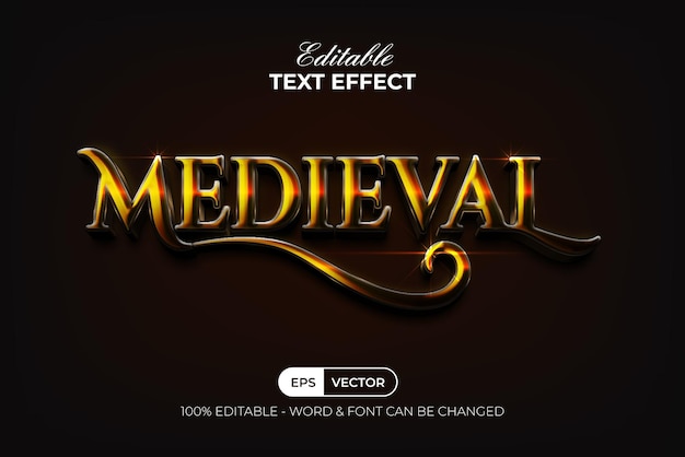 Efecto de texto medieval estilo dorado efecto de texto editable