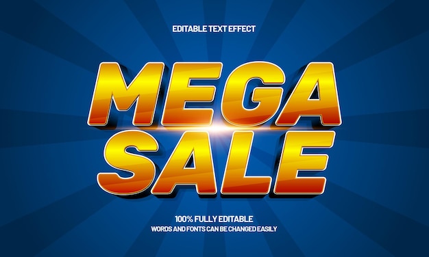 efecto de texto mega editable con un estilo de texto de venta y descuento