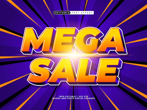 efecto de texto mega editable con un tema de venta