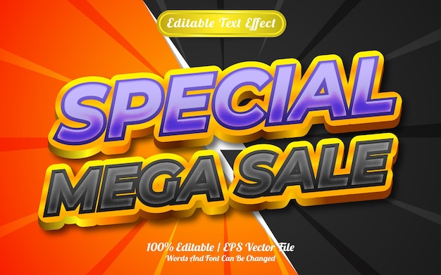 Efecto de texto de mega venta especial