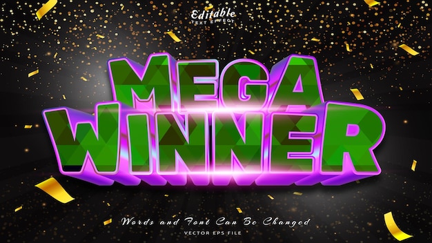 Vector efecto de texto mega winner