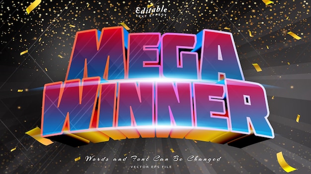 Vector efecto de texto mega winner