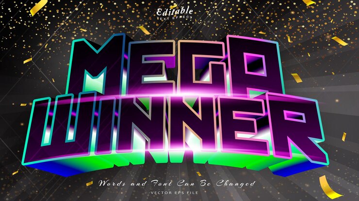 Vector efecto de texto mega winner