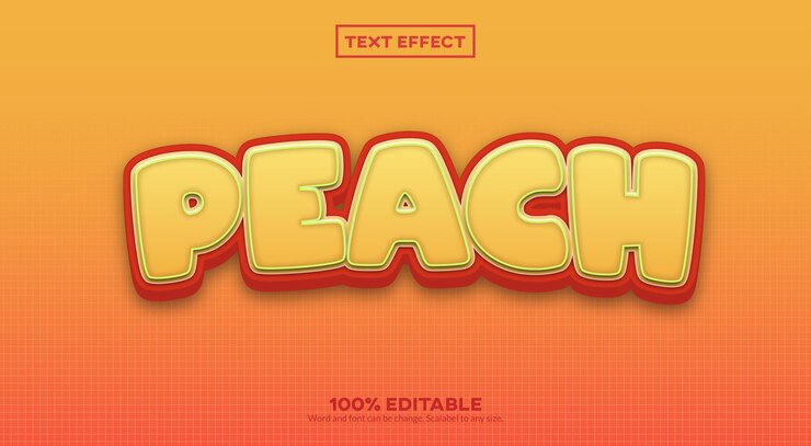 Vector efecto de texto melocotón 3d