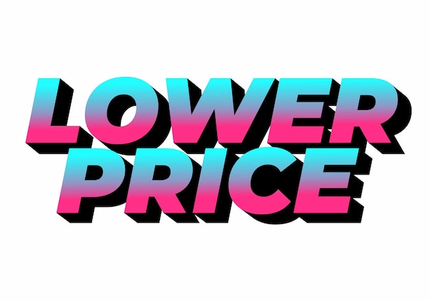 Efecto de texto de menor precio con colores modernos y aspecto de fuente 3D