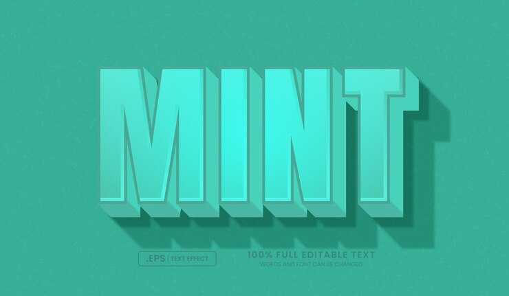 Vector efecto de texto de menta 3d efecto editable