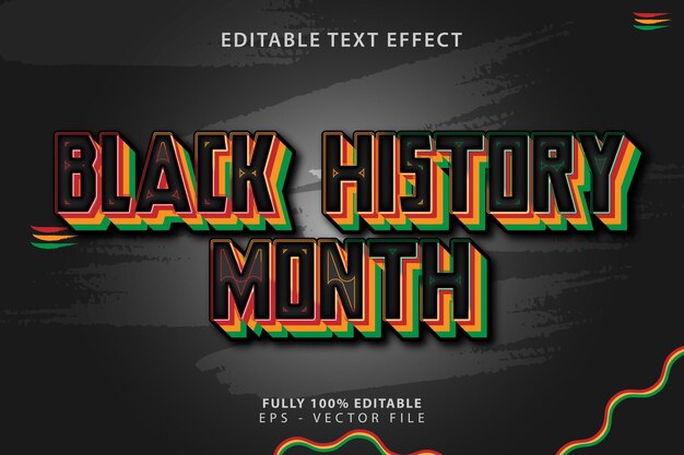 Vector efecto de texto del mes de la historia negra