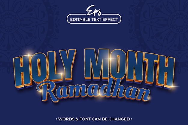 Vector efecto de texto del mes sagrado de ramadán