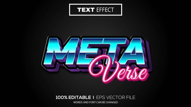 Efecto de texto de meta verso 3D Efecto de texto editable