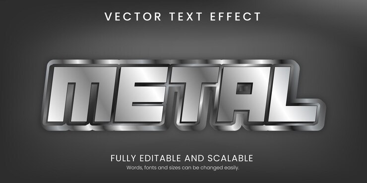 Vector efecto de texto de metal estilo 3d con fondo abstracto editable