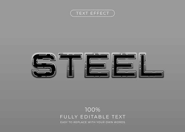 Efecto de texto de metal grabado Estilo de fuente editable