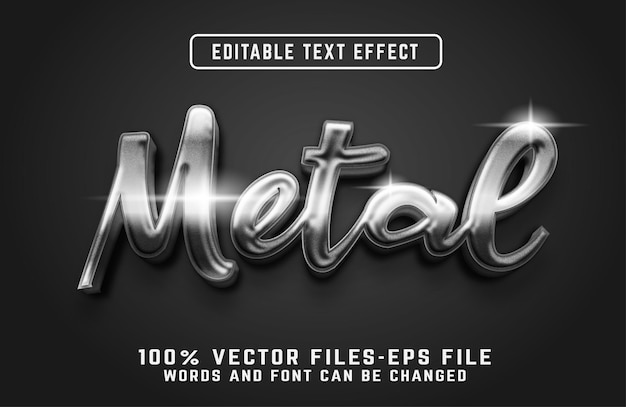 Efecto de texto de metal realista vectores premium