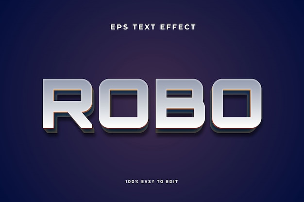 Vector efecto de texto de metal robo