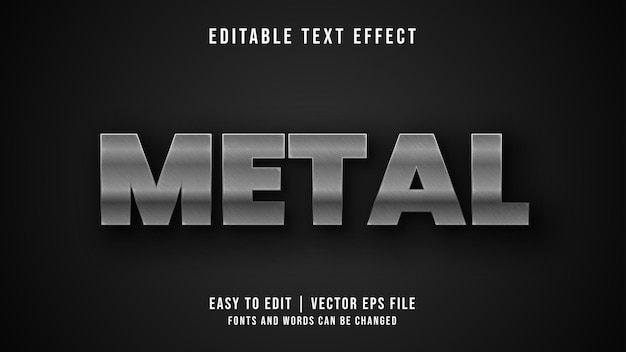 Vector efecto de texto de metal