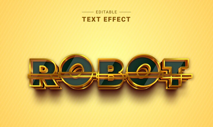 Vector efecto de texto metálico cromado 3d editable
